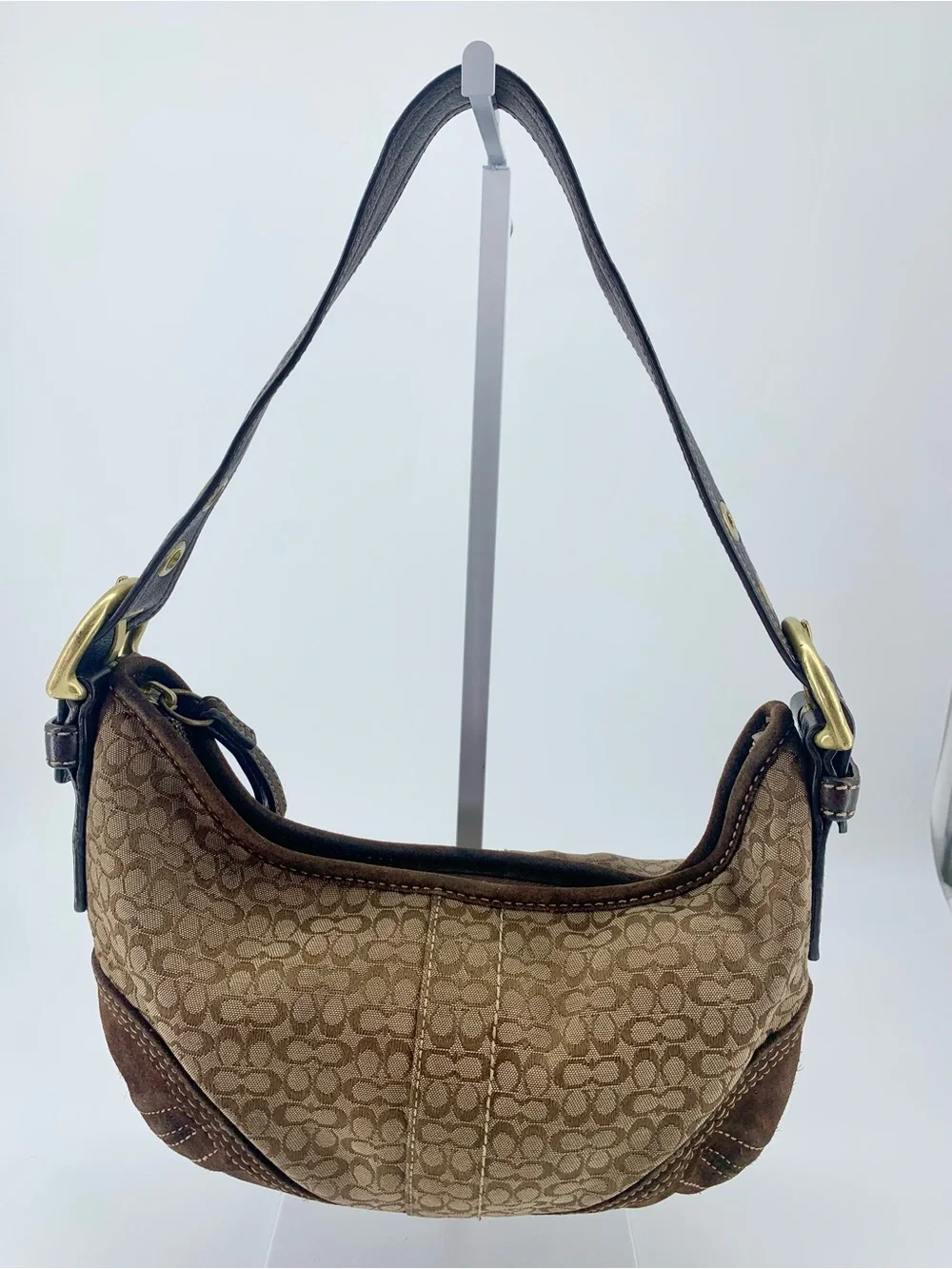 Coach Vintage ‘06 Soho Mini Signature C Jacquard Hobo lLeather & Suede #2154